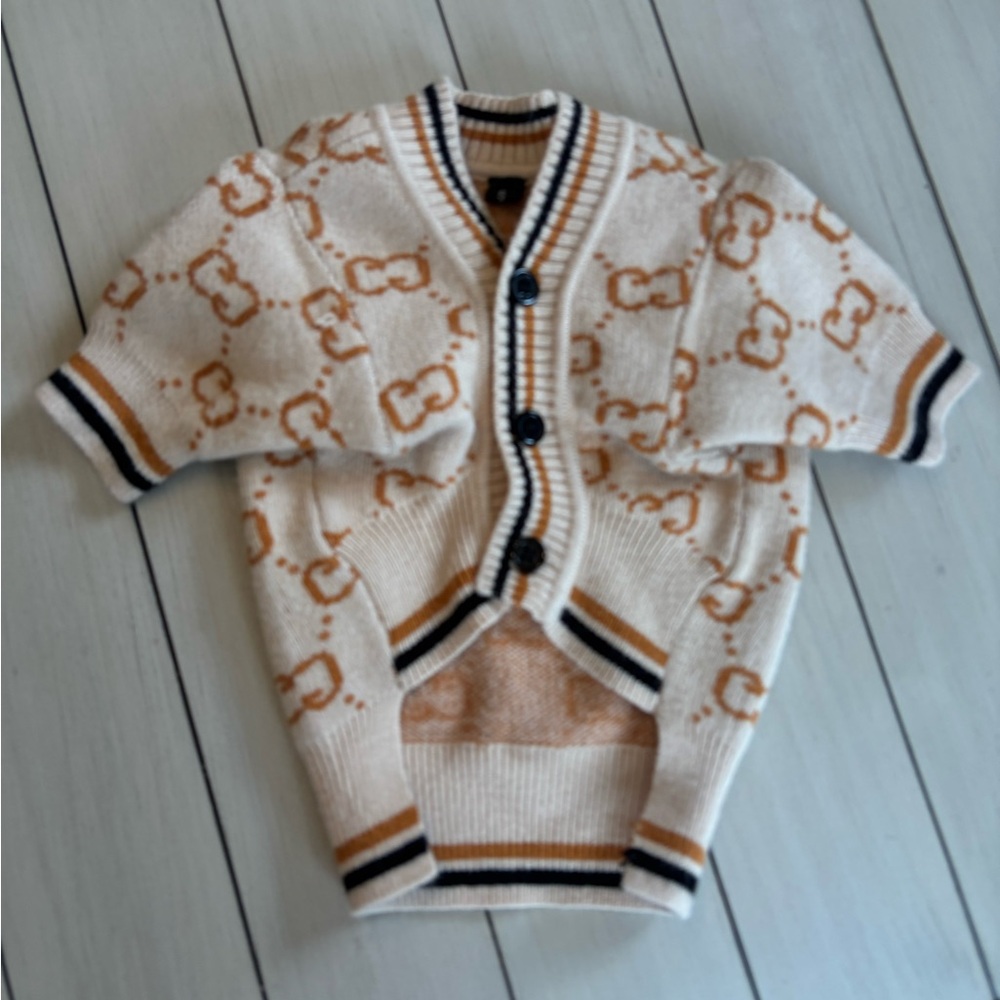 Stylish Cream and Brown Dog Sweater